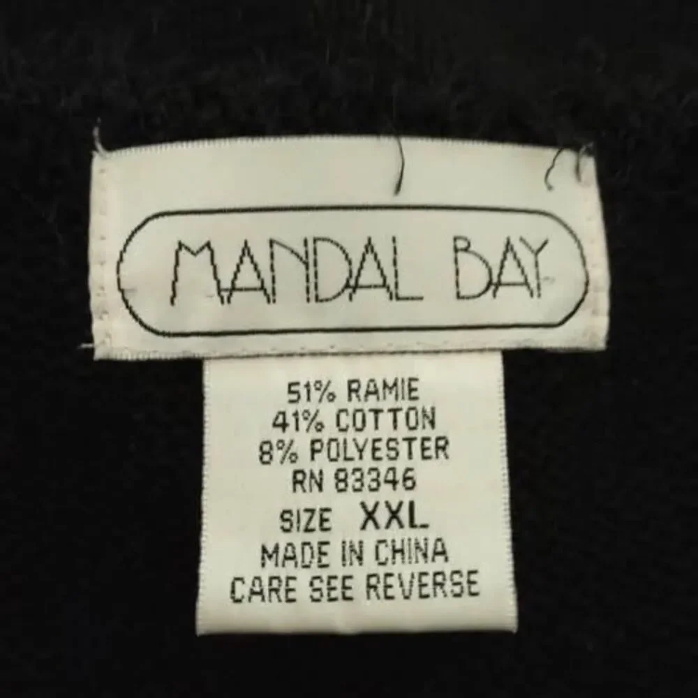 2X Mandal Bay Vintage Sweater Vest Cardigan Black Gift Full Zip 25”pit-pit C5276 - Picture 5 of 7